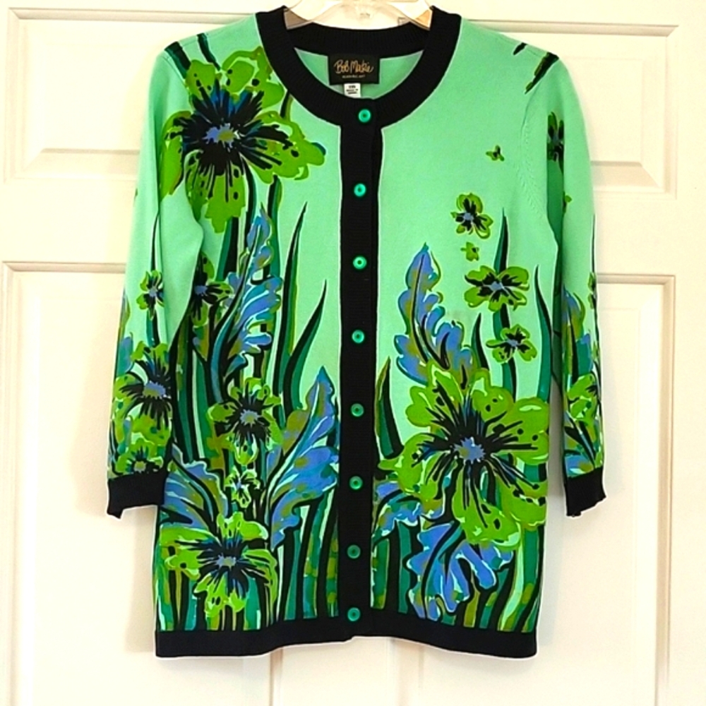 Bob Mackie Wearable Art Cardigan Sweater Size Xxs - image 1